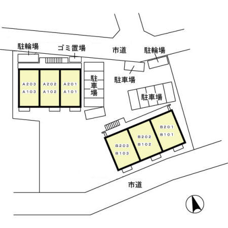 コモド八ヶ崎　Ａ・Ｂの区画図
