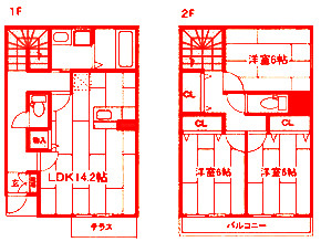 鎌倉市西御門１丁目のテラスの間取り|洗面台とトイレが別の空間になります♪