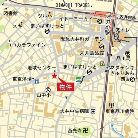 【地図】Ｆｕｕ　Ｏｉｍａｃｈｉ　ｂｙ　ＬＡＴＩＥＲＲＡ
