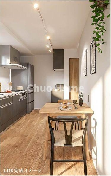 葛飾区青戸4丁目新築分譲住宅のキッチン|ダイニングキッチンパース