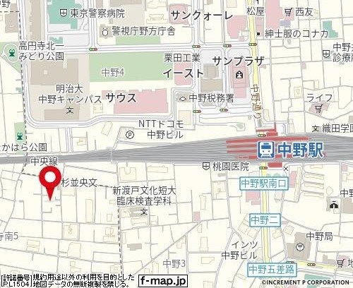 シエスタ中野の地図