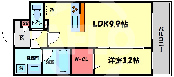 エクセルシア天神橋の間取り|エクセルシア天神橋　開放感のある間取り