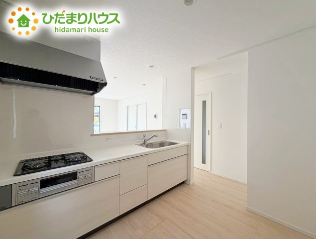 いわき市小名浜第10　新築戸建　3号棟のキッチン|新婚さんにおすすめ！おしゃれなカウンターキッチンのあるLDKです(#^^#)