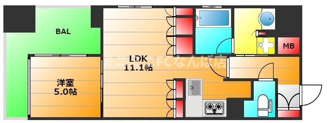 リーガル西長堀Ⅱの間取り|現状有姿