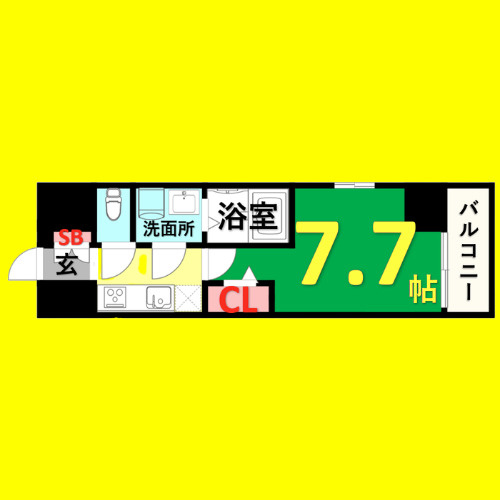 エスリード栄ル・クール　名古屋市賃貸　仲介手数料無料の間取り