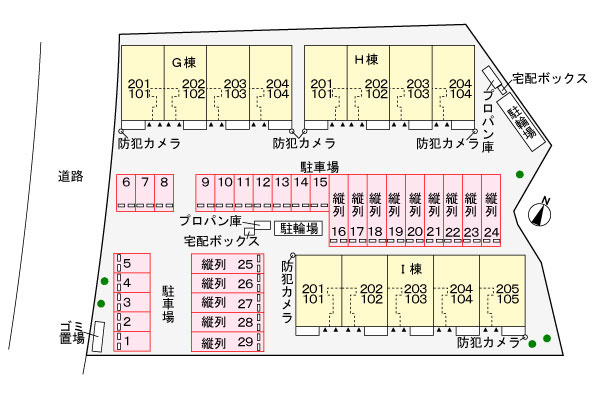メゾンブローテ　Ｉの区画図|駐車場