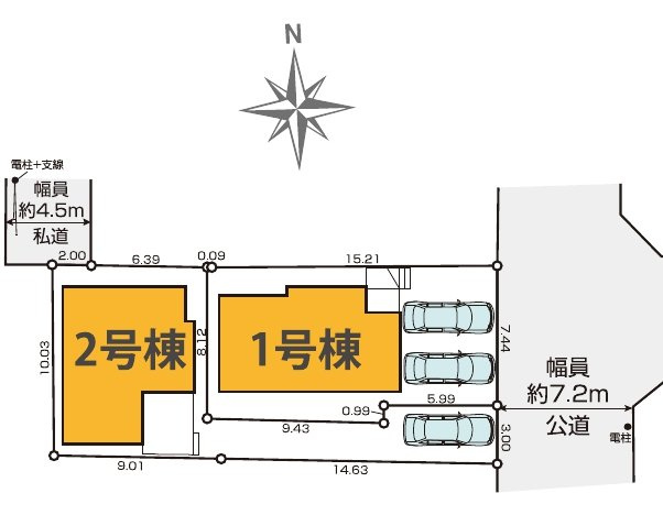 小平市花小金井8丁目　西武新宿線　花小金井駅　新築戸建の区画図