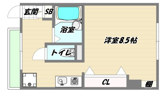 大阪市淀川区新高２丁目の賃貸マンションの間取り