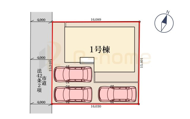 第1石岡市東光台　新築戸建て　1号棟の区画図|大きなお買い物だからこそ、メリット・デメリットを伝えさせて頂きます。
R-homeにお任せください♪