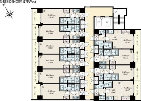 S-RESIDENCE阿波座Westの間取り