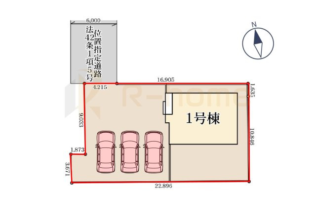 第1土浦市中高津　新築戸建て　1号棟の区画図|大きなお買い物だからこそ、メリット・デメリットを伝えさせて頂きます。
R-homeにお任せください♪