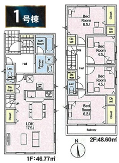 【間取り】 | 【仲介手数料無料！！】稲城市押立　新築戸建て（全3棟）1号棟　5890万円 | 1号棟　4LDK　建物／95.37㎡