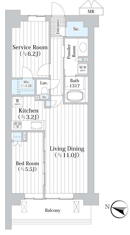 世田谷区砧７丁目の賃貸マンションの間取り