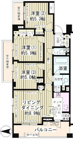 世田谷区成城７丁目の賃貸マンションの間取り