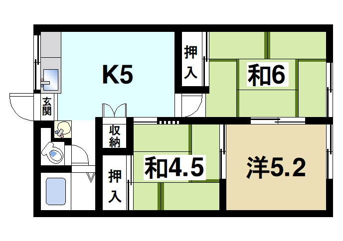 グリーンコーポの間取り|3Kの間取りです