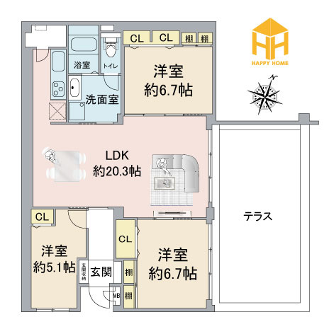 進和苦楽園アーバンライフB棟の外観|キッチン・ユニットバス・洗面化粧台・トイレ・建具・配管更新・クロス全室・床材・ハウスクリーニングのリフォームを実施しています。