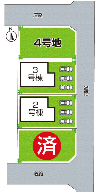 ●葛城市疋田　第6期　新築一戸建ての区画図|全4区画