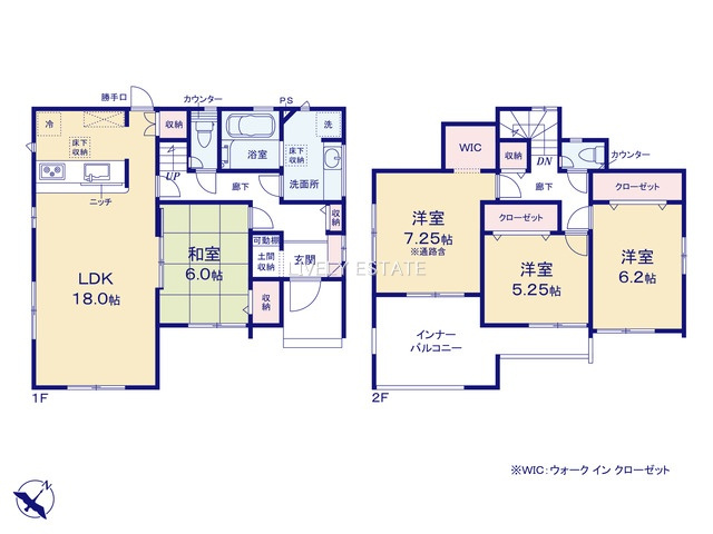 草加市新里町 新築分譲住宅 全2棟 1号棟の間取り