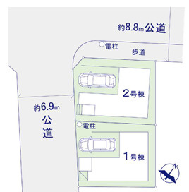 大野城市仲畑1期　２号棟の区画図