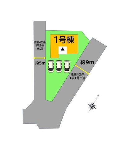 筑紫野市大字筑紫第9-1棟（1号棟）の間取り|配置図