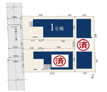 中野区上鷺宮1丁目　ZEH水準省エネ邸宅　最終1棟の区画図