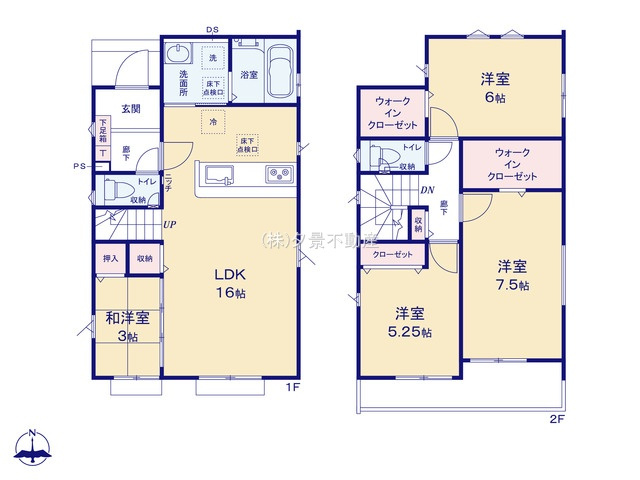 《仲介手数料無料》川越市中台３丁目16-2新築一戸建てグラファーレの間取り