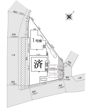 小田原市小台　新築戸建　全2棟1号棟の区画図