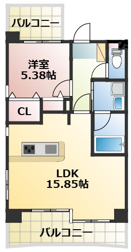 熊本市中央区新大江２丁目の賃貸マンションの間取り
