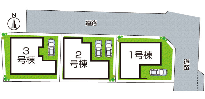 大東市中垣内　第5期　新築一戸建ての区画図|全3区画