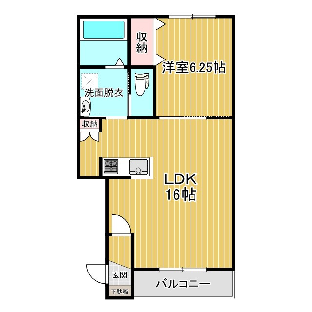 ｼｬﾝﾃ1628Bの間取り