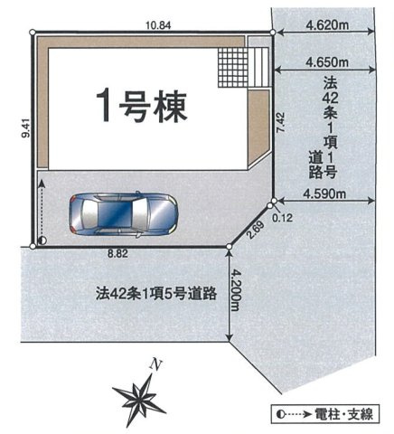 入間市上藤沢・全1棟　新築一戸建　～1部屋増やせる！～の区画図|カースペース1台分