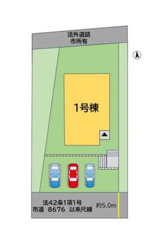 筑紫野市大字筑紫第7-1棟（1号棟）の間取り|配置図