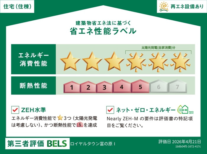 ロイヤルタウン富の原Ⅰの省エネ性能ラベル