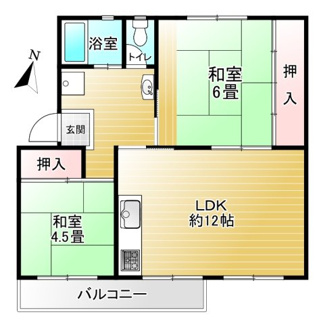 【間取り】 | 宮根団地1号棟 | 分譲マンションの賃貸、南東向きで陽当り良好