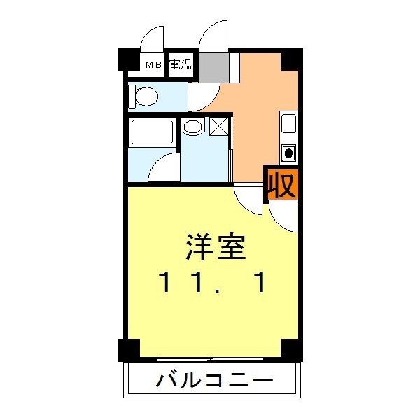 姫路市広畑区本町１丁目の賃貸マンションの間取り|広々１Ｋ！
