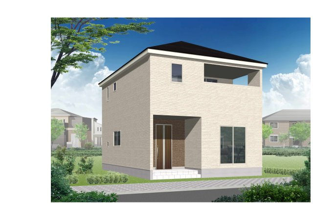 石手白石新築戸建2号棟の外観パース|完成イメージです。
