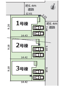 平塚市御殿3丁目18期　新築戸建　全3棟1号棟の区画図