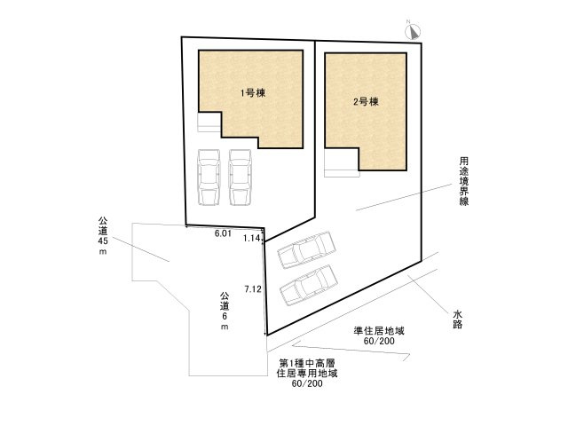 碧南市笹山町3丁目　新築戸建＜1号棟＞の区画図|駐車並列2台可能