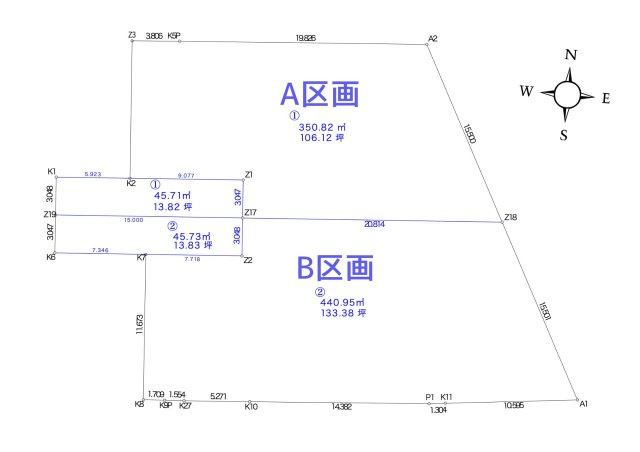 北本市緑4丁目 133坪の区画図