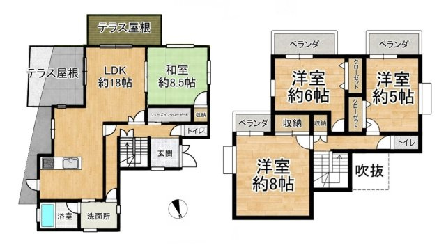 筑紫野市大字吉木第1-1棟（1号棟）の間取り|全居室収納付きで便利です。