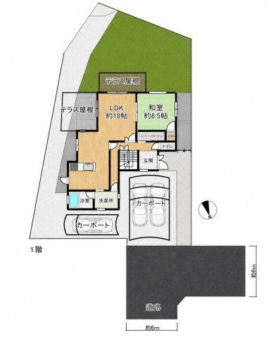 筑紫野市大字吉木第1-1棟（1号棟）の区画図|配置図