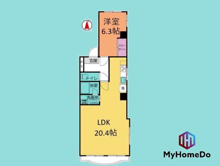 守山グリーンハイツの間取り|玄関から洗面室が近く、帰宅後すぐに手を洗えます。