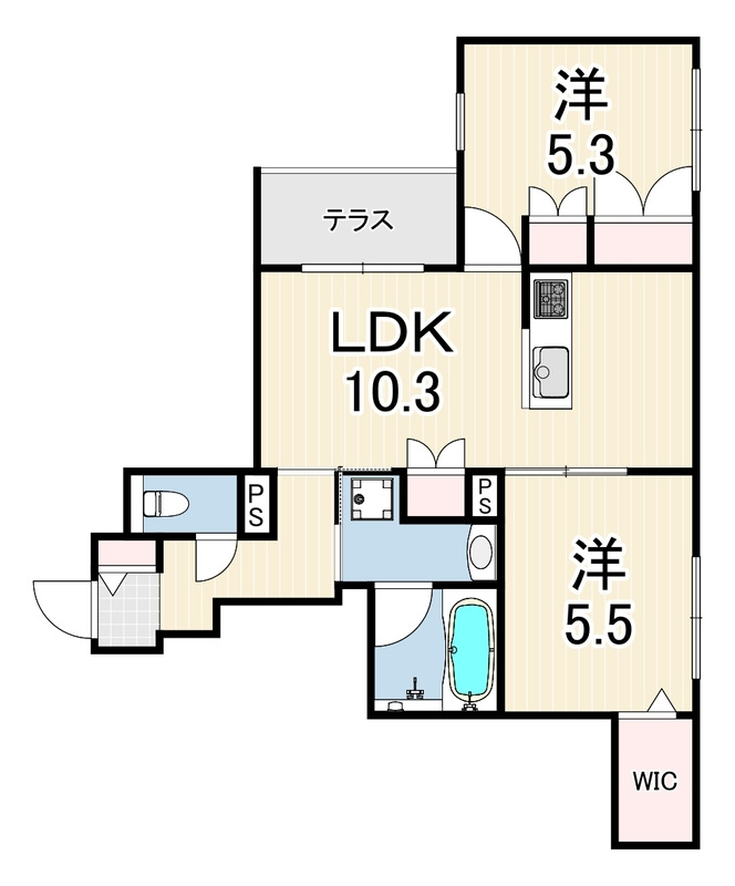 神戸市灘区篠原中町２丁目の賃貸マンションの間取り