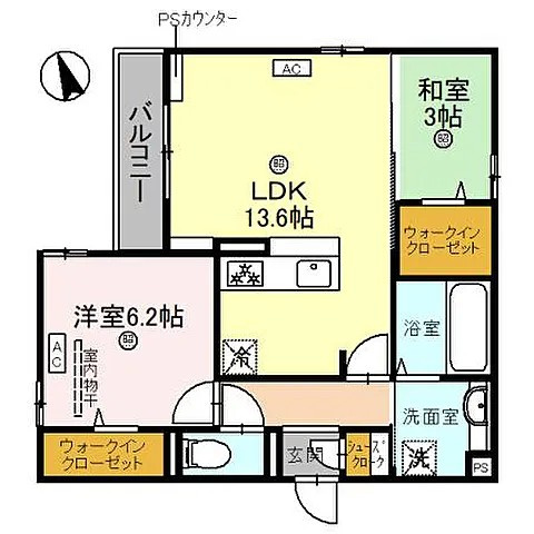 西宮市上甲子園４丁目のアパートの間取り