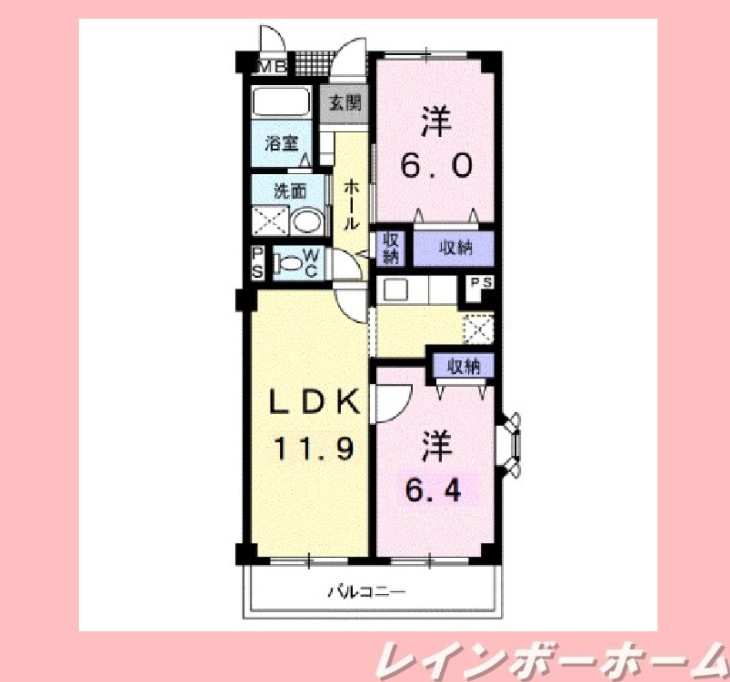 エアコン全室あり☆ネット無料☆最上階角部屋☆の間取り