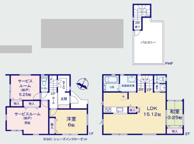 【横浜市中区西竹之丸96-58全2棟新築戸建て】★仲介手数料無料★（山元小学校・仲尾台中学校）の間取り