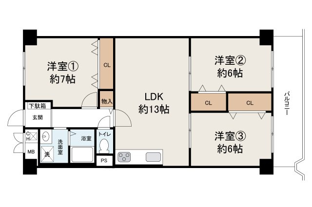 堺東グリーンハイツの間取り|リフォームプランの詳細についてはお問い合わせください。