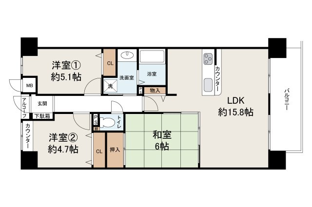 ファミールハイツ堺II番館の間取り|リフォームの詳細についてはお問合せください。