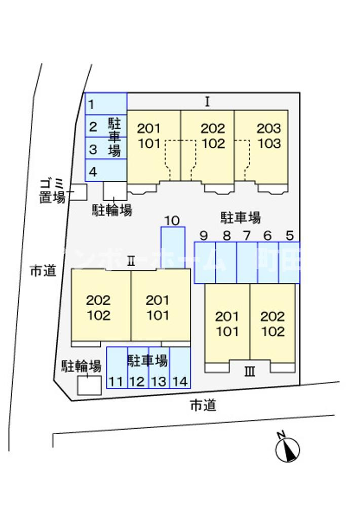 フルール２※初期費用分割あと払いサービス利用可能物件の区画図