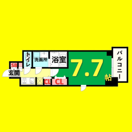 S-RESIDENCE葵Ⅱ　名古屋市賃貸　仲介手数料無料の間取り